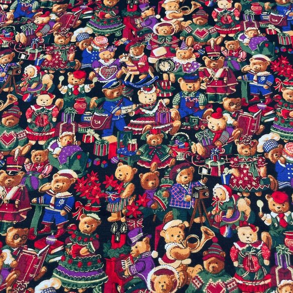 Christmas Tablecloth Card Table Small Teddy Bears Festive Holiday Handmade 41x40 - Picture 10 of 12